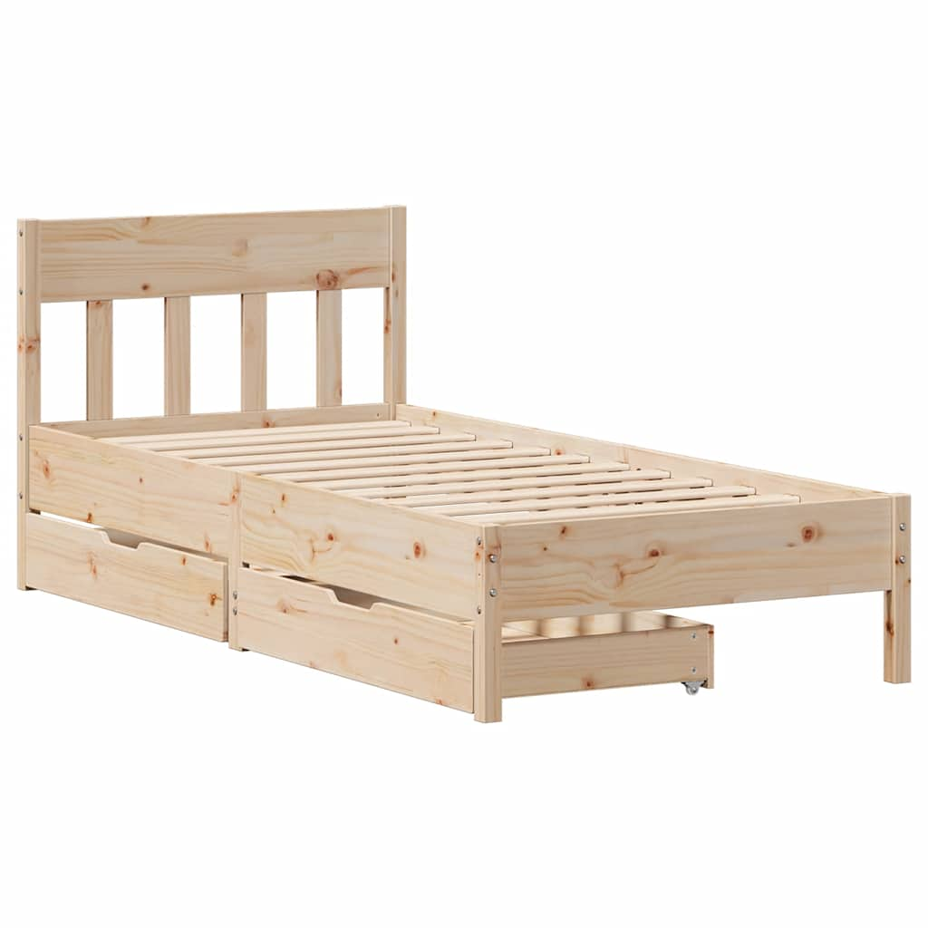 Cadre de lit sans matelas 75x190 cm bois de pin massif