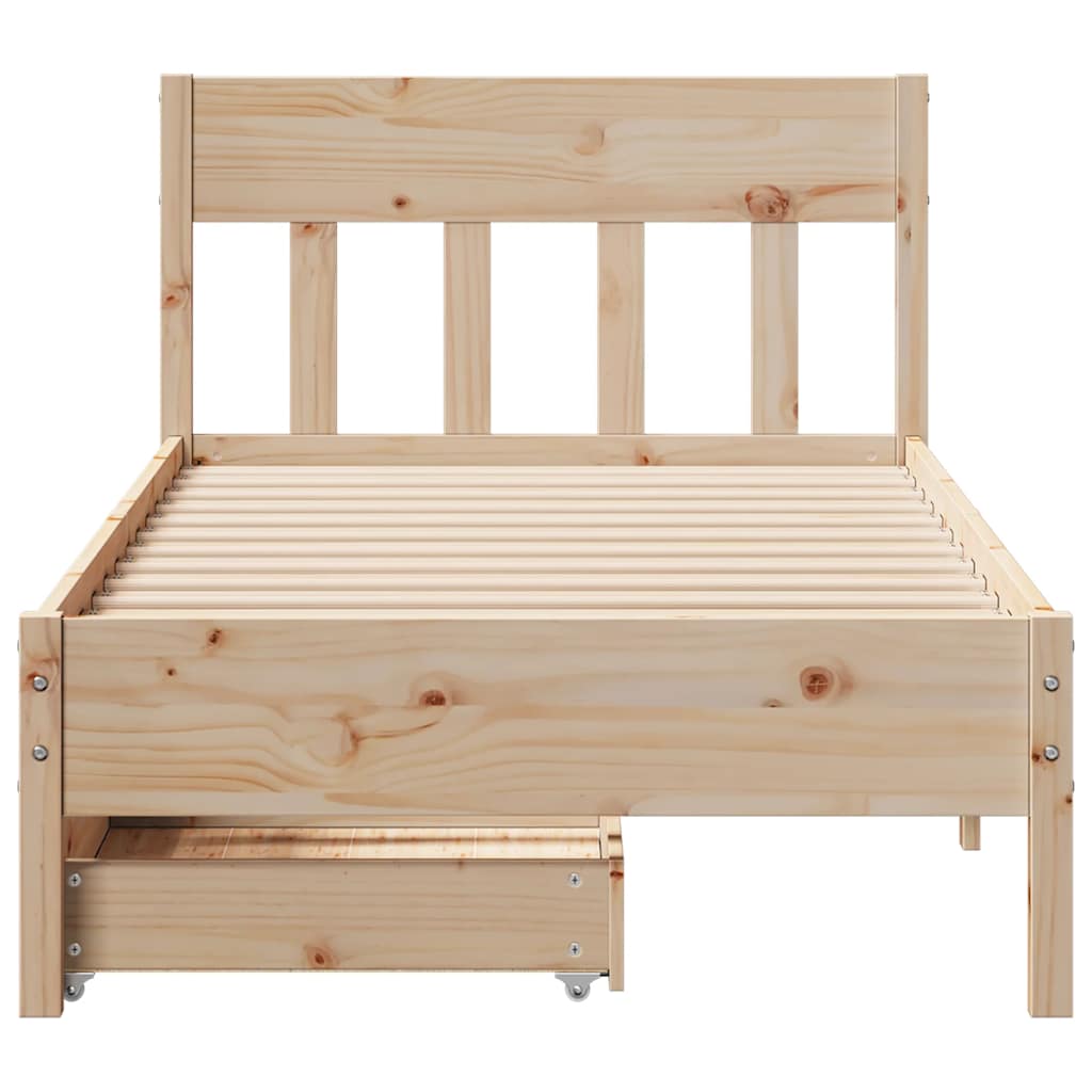 Cadre de lit sans matelas 75x190 cm bois de pin massif