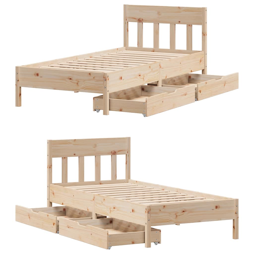 Cadre de lit sans matelas 75x190 cm bois de pin massif