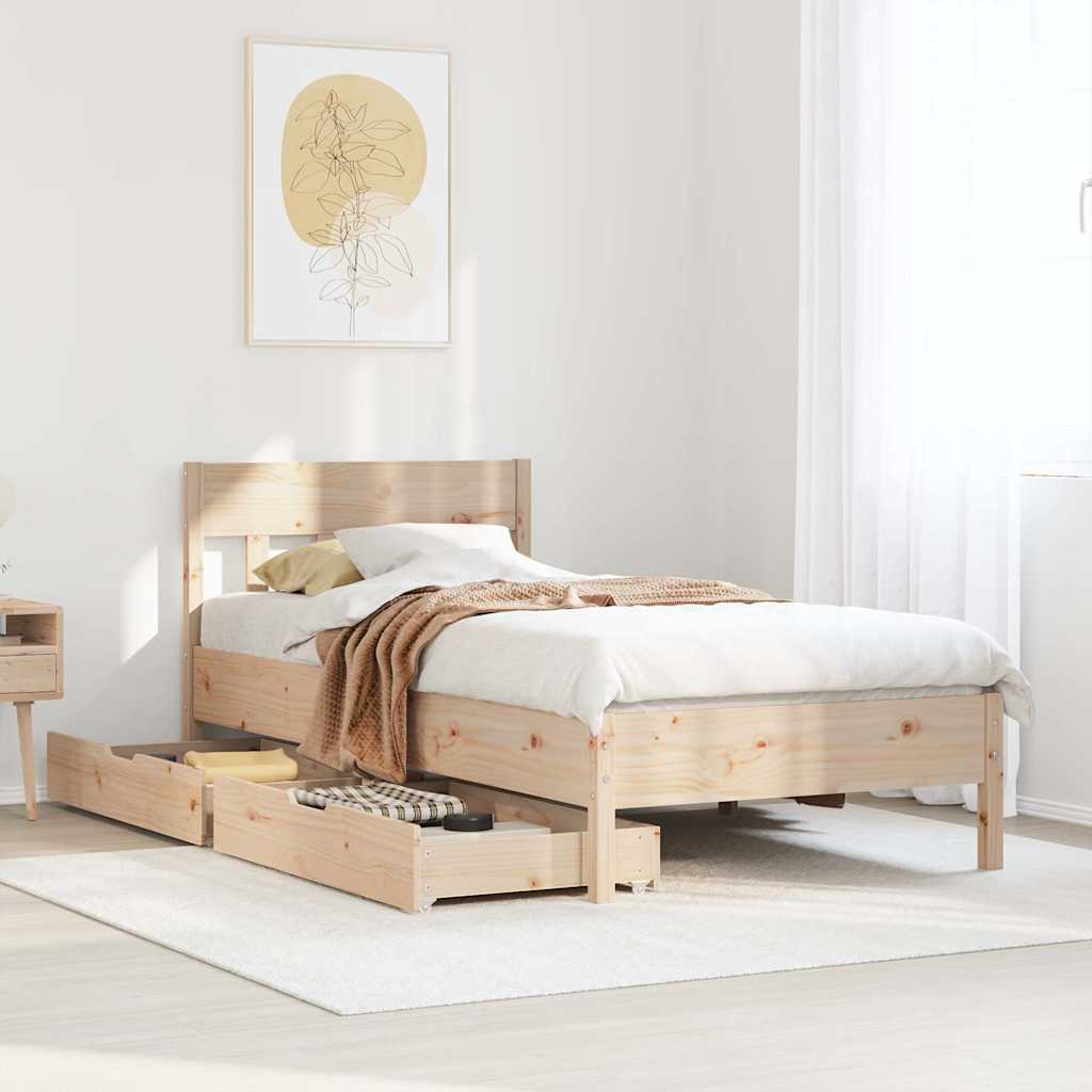 Cadre de lit sans matelas 75x190 cm bois de pin massif