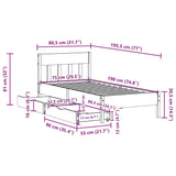 Cadre de lit sans matelas cire marron 75x190 cm bois pin massif