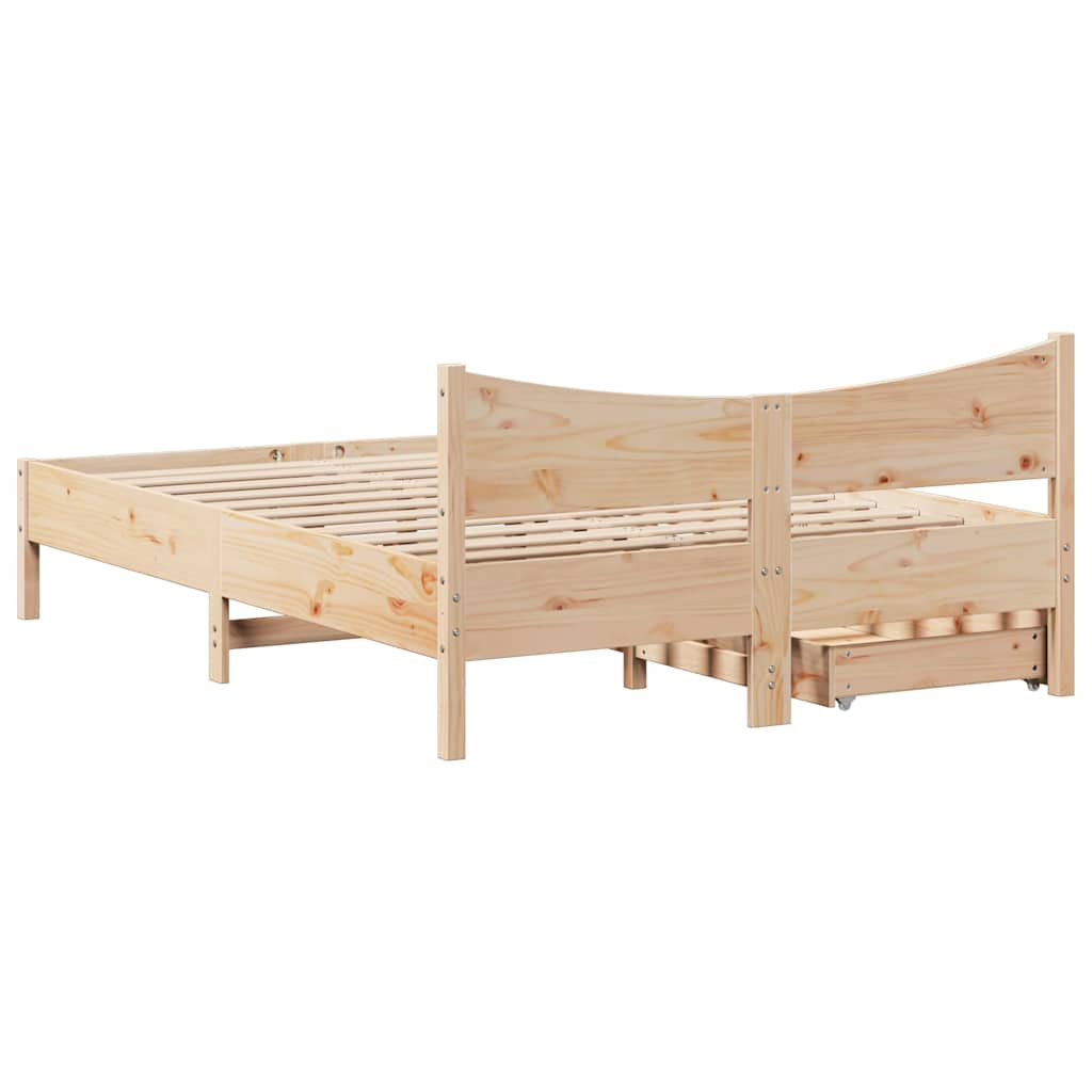 Cadre de lit avec tiroirs 140x190 cm bois de pin massif