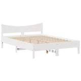 Cadre de lit avec tiroirs blanc 140x190 cm bois de pin massif