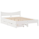 Cadre de lit avec tiroirs blanc 120x190 cm bois pin massif