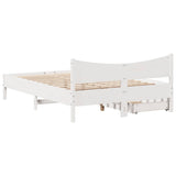 Cadre de lit avec tiroirs blanc 120x190 cm bois pin massif