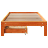 Cadre de lit avec tiroirs sans matelas cire marron 90x190 cm