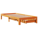 Cadre de lit avec tiroirs sans matelas cire marron 90x190 cm