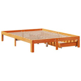 Cadre de lit avec tiroirs sans matelas cire marron 135x190 cm