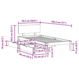 Bettgestell mit Schubladen ohne Matratze 75x190 cm