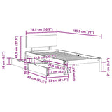 Cadre de lit avec tiroirs sans matelas blanc 75x190 cm