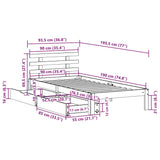 Cadre de lit avec tiroirs sans matelas cire marron 90x190 cm