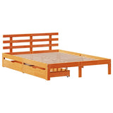 Cadre de lit avec tiroirs sans matelas cire marron 120x190 cm