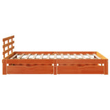 Cadre de lit avec tiroirs sans matelas cire marron 120x190 cm