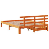 Cadre de lit avec tiroirs sans matelas cire marron 120x190 cm