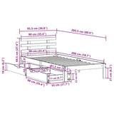 Bettgestell mit Schubladen ohne Matratze, braunes Wachs, 90 x 200 cm