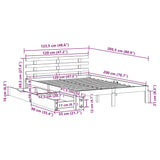 Bettgestell mit Schubladen ohne Matratze, braunes Wachs, 120 x 200 cm