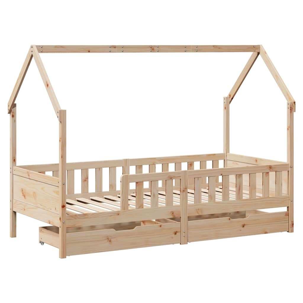 Cadre de lit enfants avec tiroirs sans matelas 90x200 cm bois