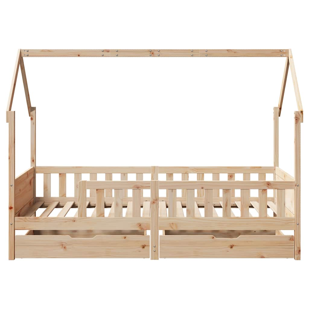 Cadre de lit enfants avec tiroirs sans matelas 90x200 cm bois