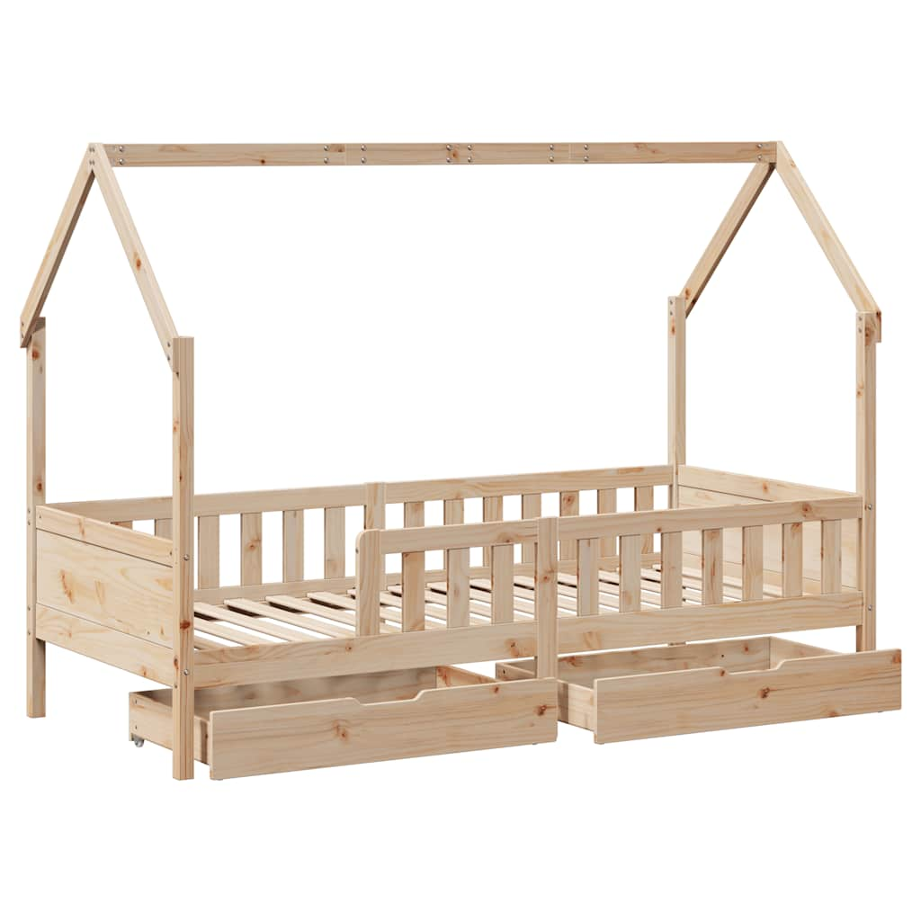 Cadre de lit enfants avec tiroirs sans matelas 90x200 cm bois