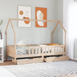 Cadre de lit enfants avec tiroirs sans matelas 90x200 cm bois