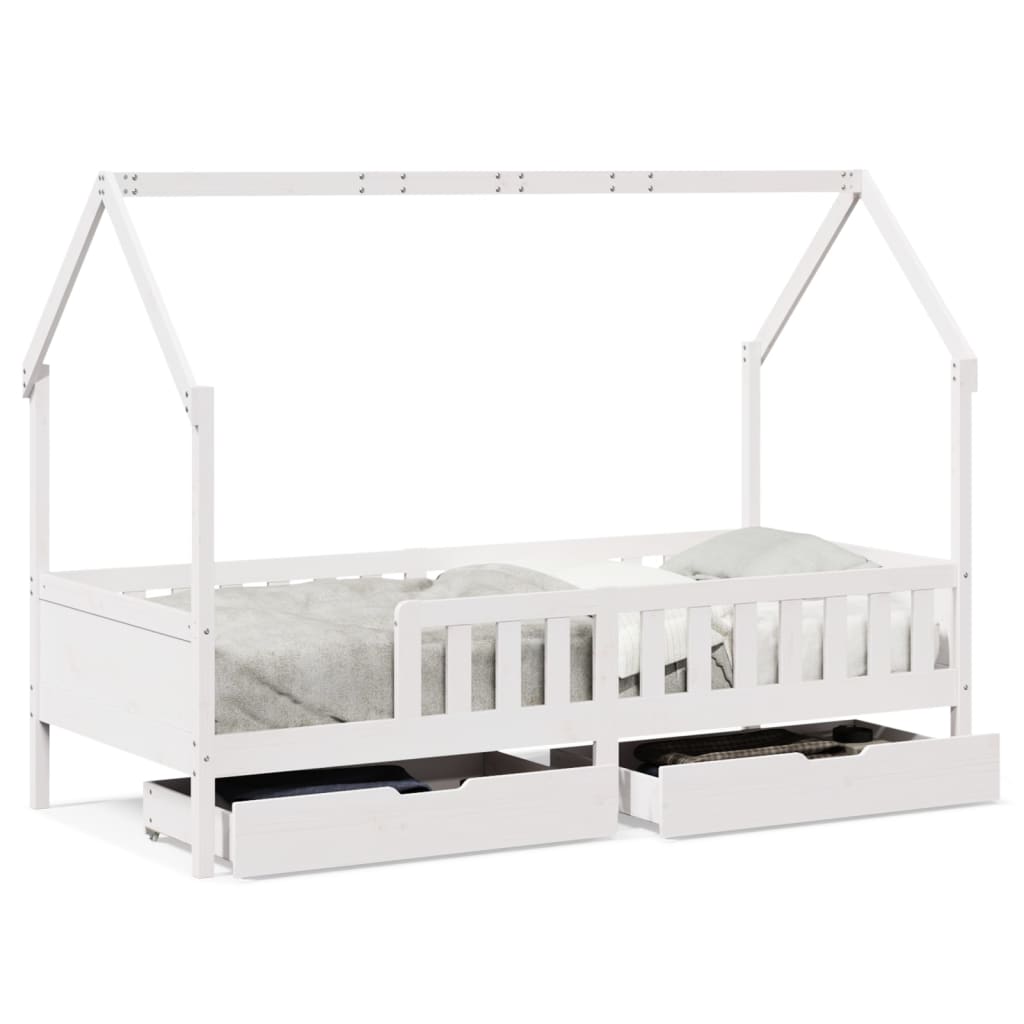 Cadre de lit enfants avec tiroirs sans matelas 90x200 cm bois