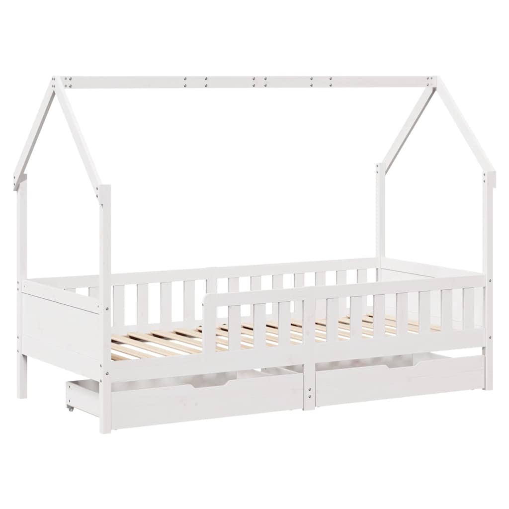 Cadre de lit enfants avec tiroirs sans matelas 90x200 cm bois