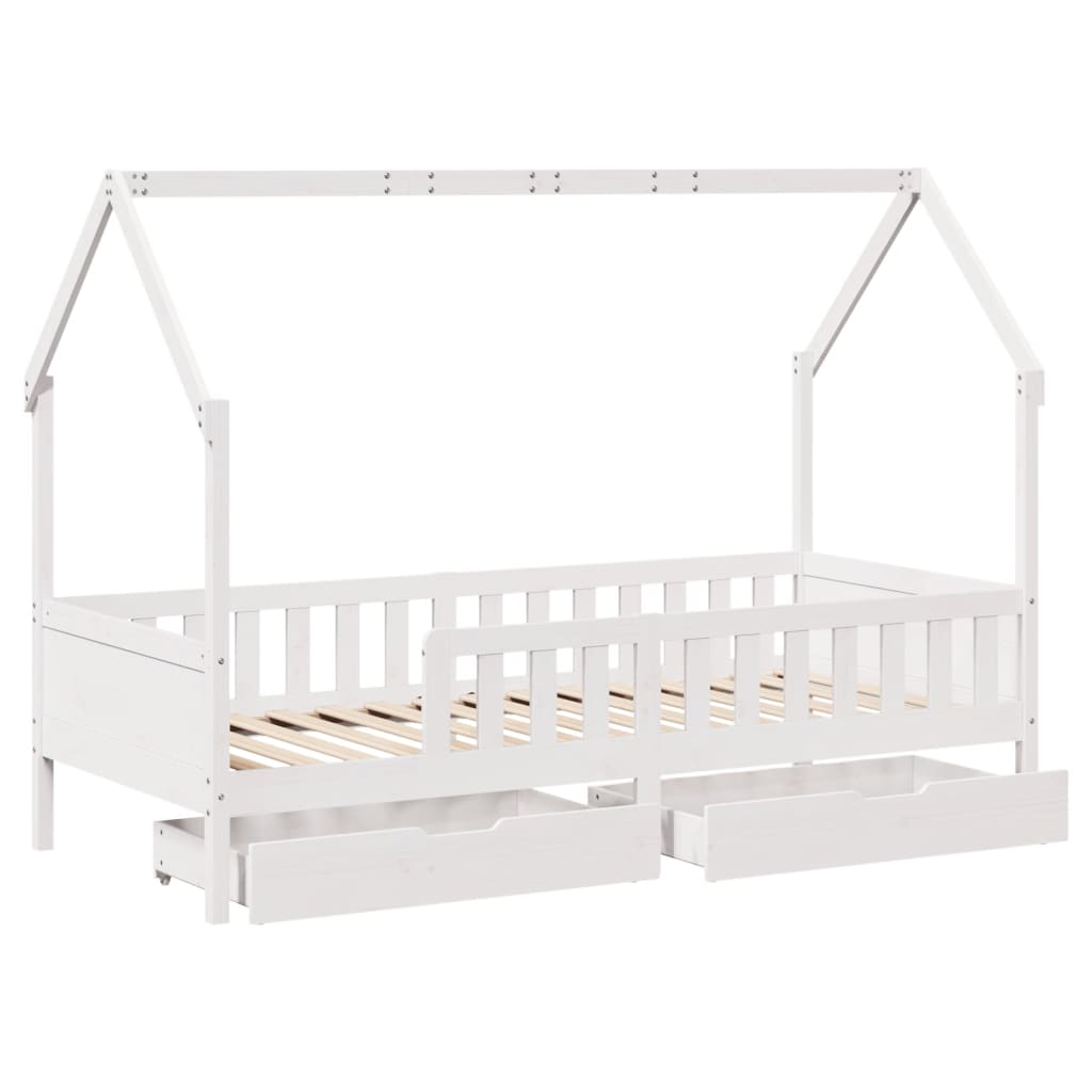 Cadre de lit enfants avec tiroirs sans matelas 90x200 cm bois