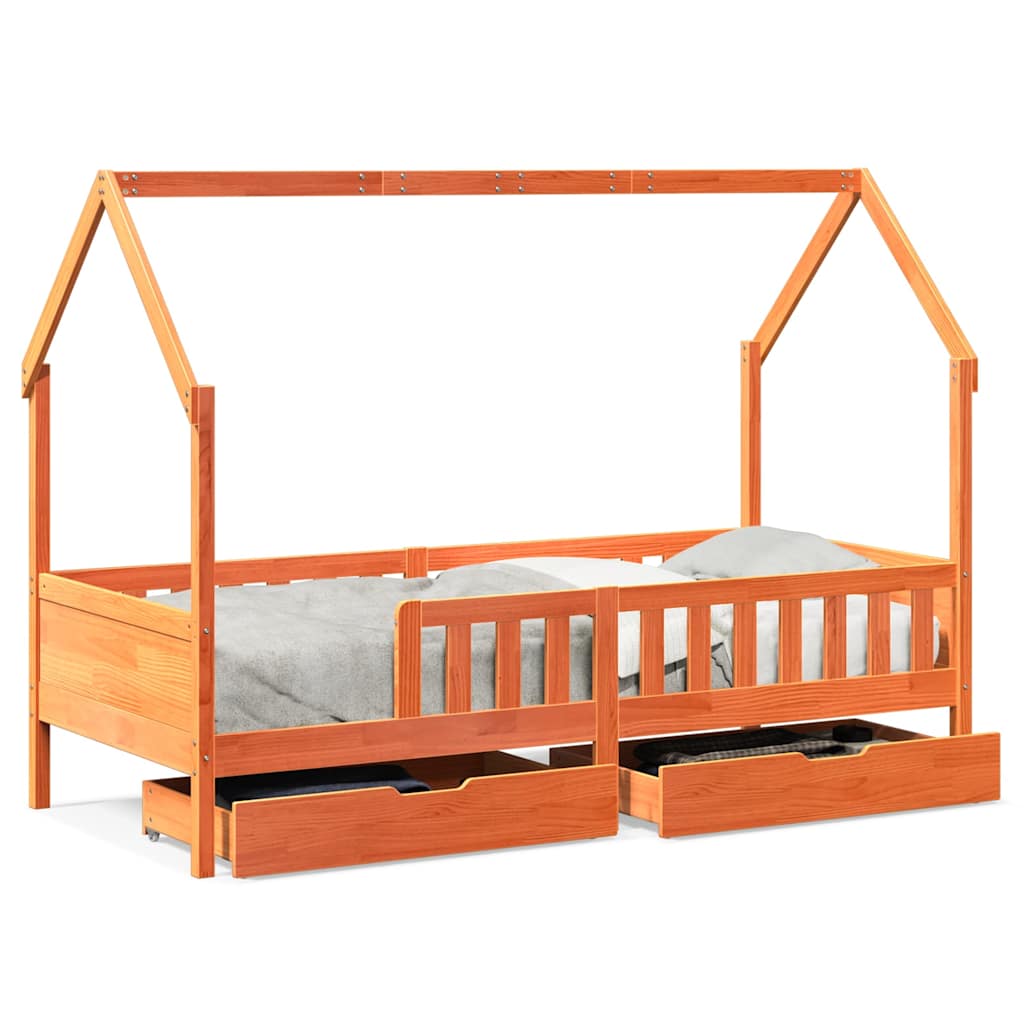 Cadre de lit enfants avec tiroirs sans matelas 90x200 cm bois