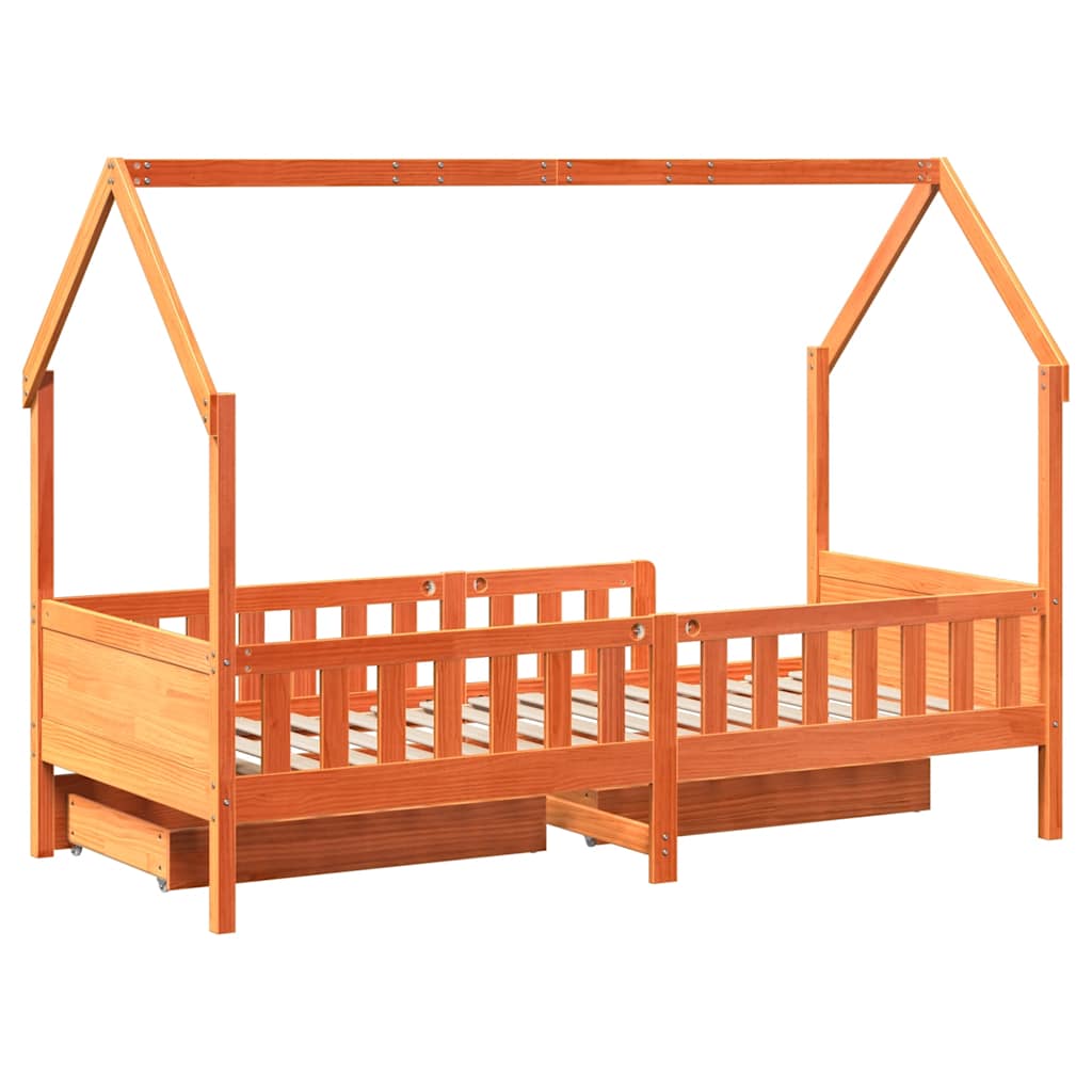 Cadre de lit enfants avec tiroirs sans matelas 90x200 cm bois