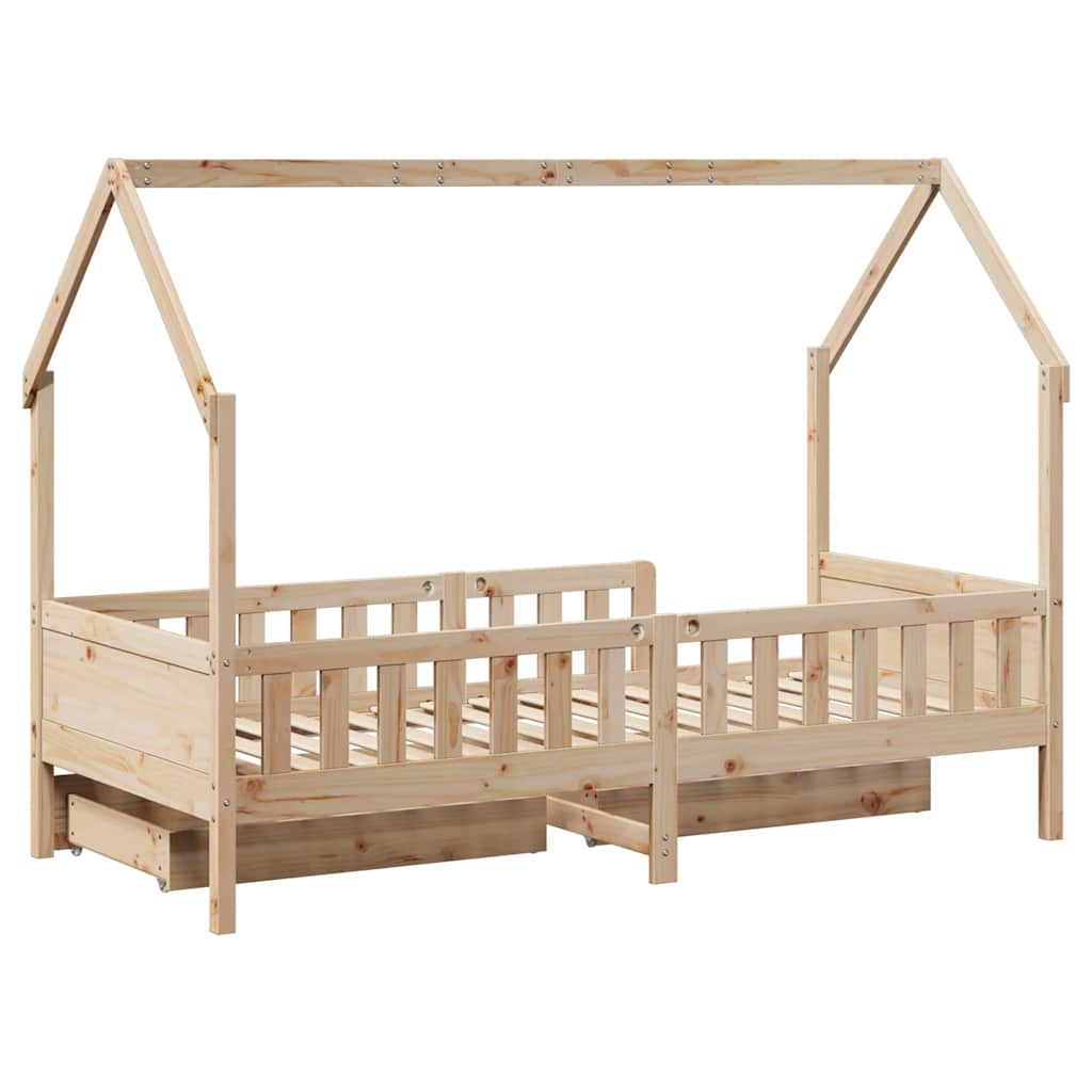 Cadre de lit enfants avec tiroirs sans matelas 80x200 cm bois