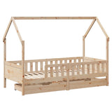 Cadre de lit enfants avec tiroirs sans matelas 90x190 cm bois