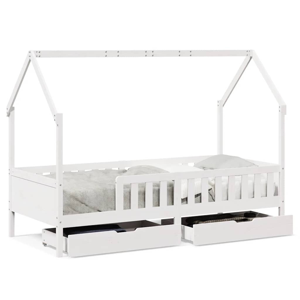 Cadre de lit enfants avec tiroirs sans matelas 90x190 cm bois