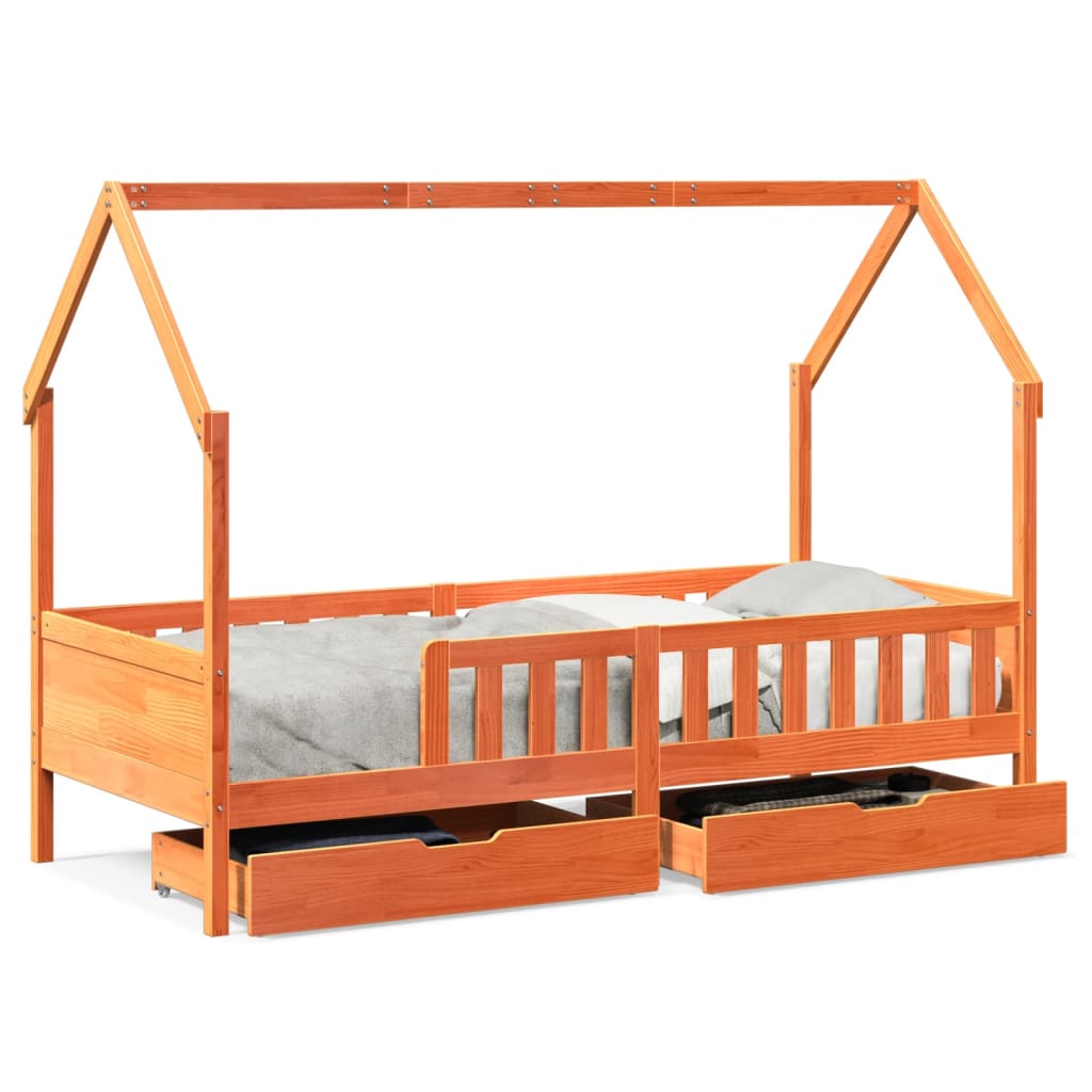 Cadre de lit enfants avec tiroirs sans matelas 90x190 cm bois