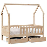 Cadre de lit enfant avec tiroirs sans matelas 80x160 cm bois