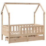 Cadre de lit enfant avec tiroirs sans matelas 80x160 cm bois