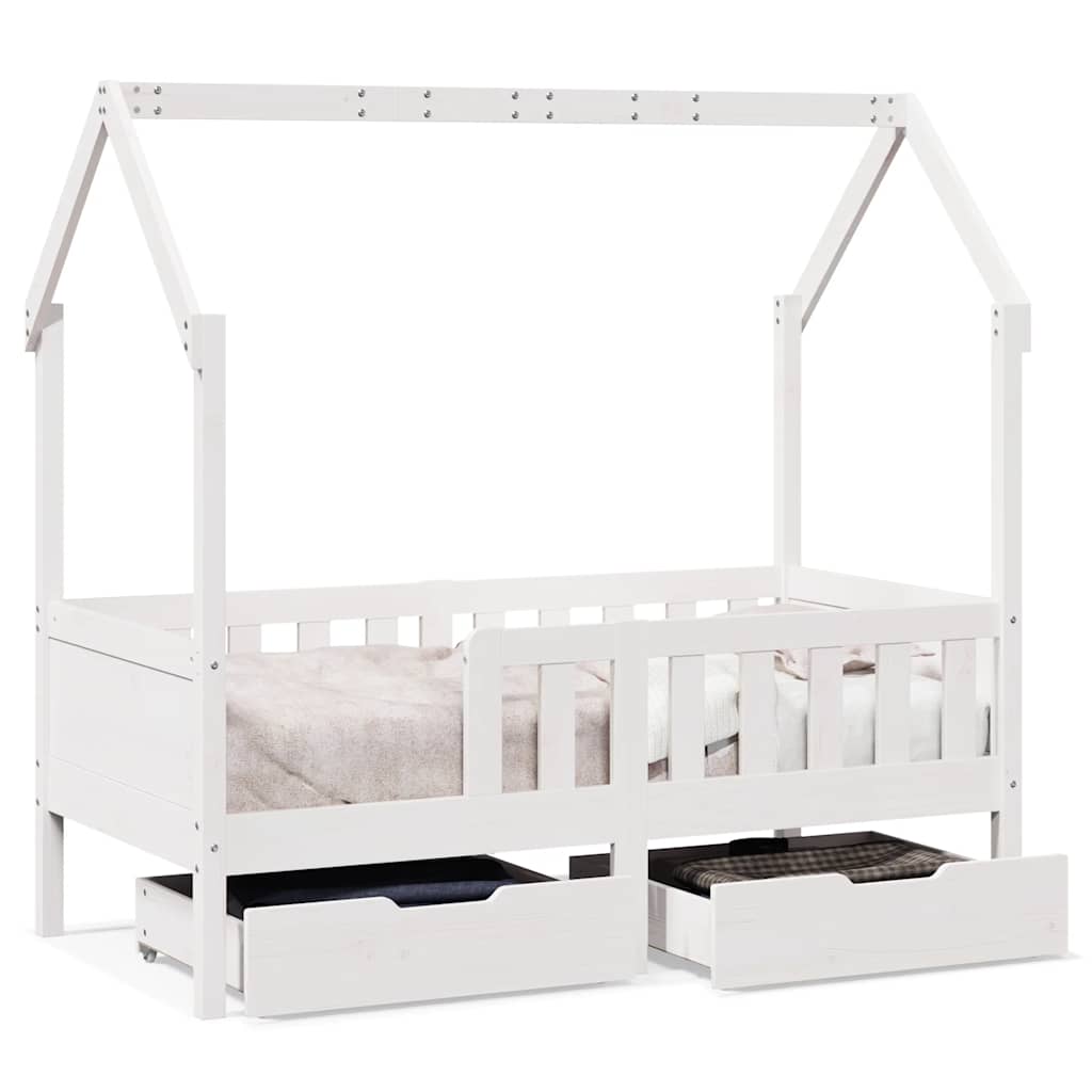 Cadre de lit enfant avec tiroirs sans matelas 80x160 cm bois