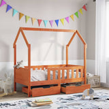 Cadre de lit enfant avec tiroirs sans matelas 80x160 cm bois