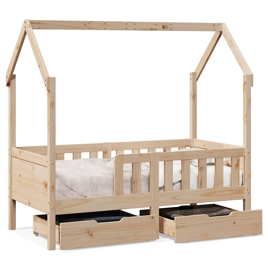 Cadre de lit enfant avec tiroirs sans matelas 70x140 cm bois