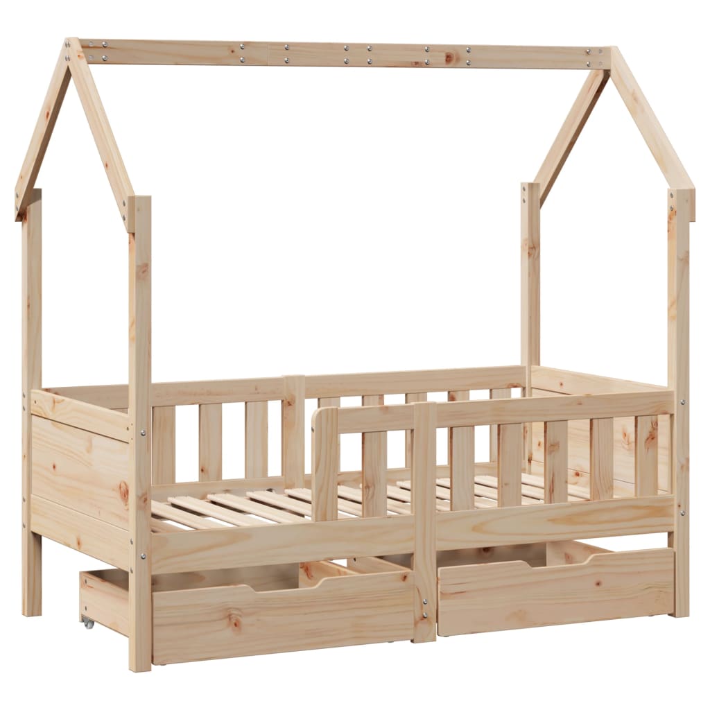 Cadre de lit enfant avec tiroirs sans matelas 70x140 cm bois