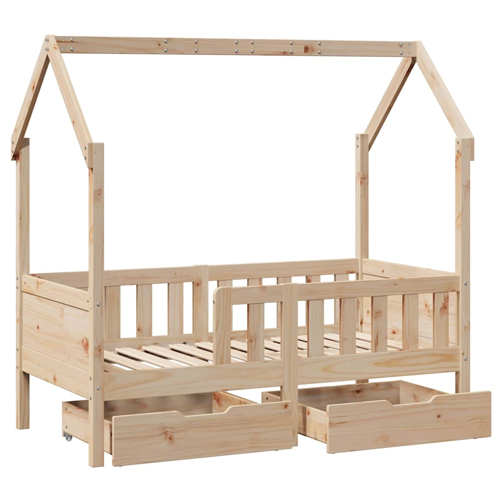 Cadre de lit enfant avec tiroirs sans matelas 70x140 cm bois