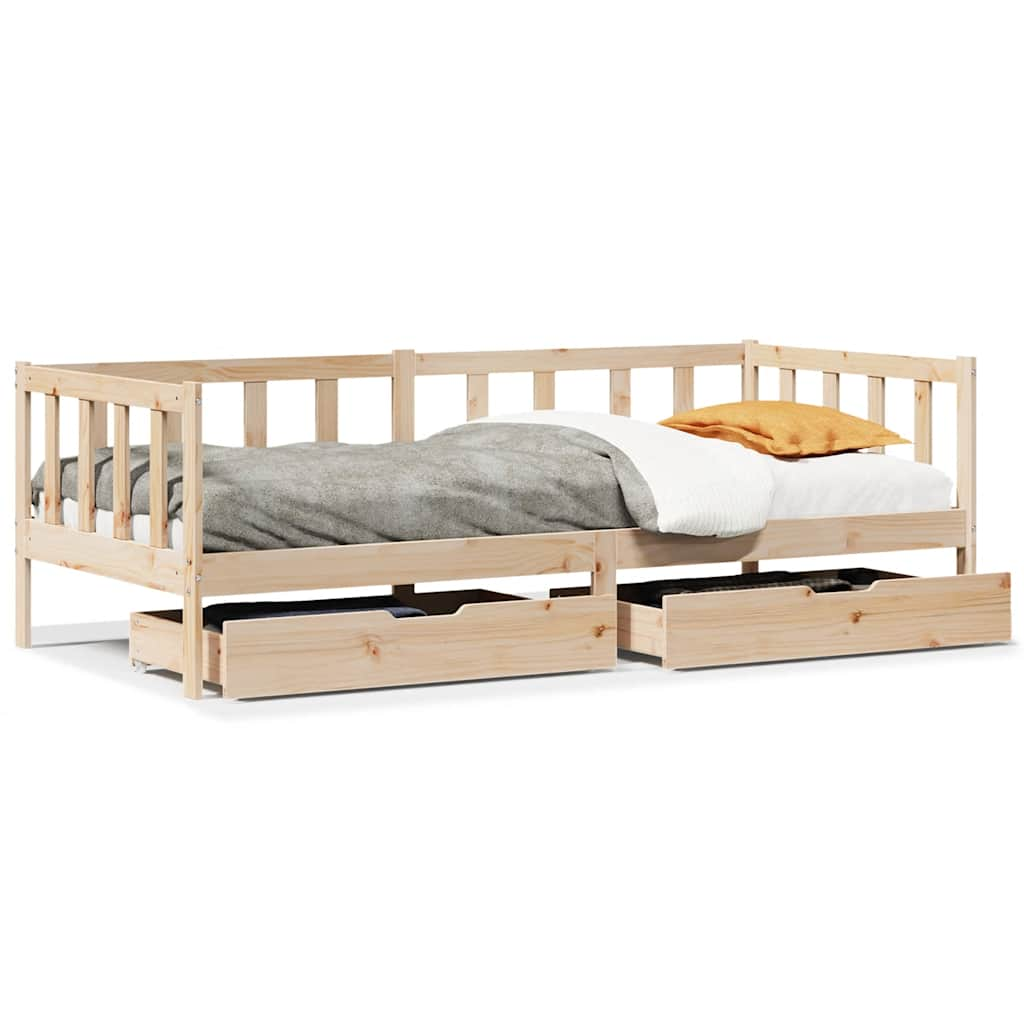 Day bed with drawers without mattress 90x190 cm solid wood