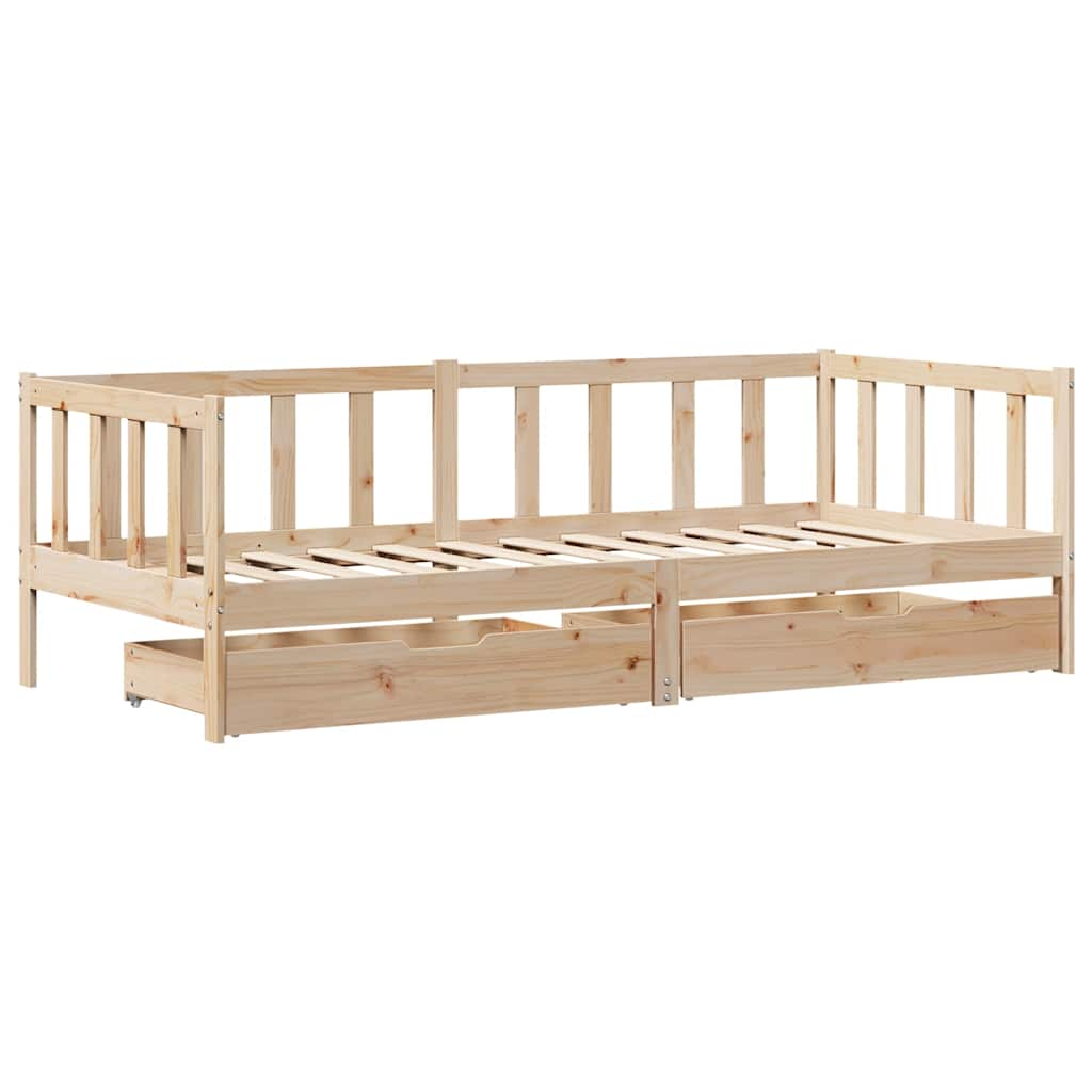 Lit de jour avec tiroirs sans matelas 90x190 cm bois massif