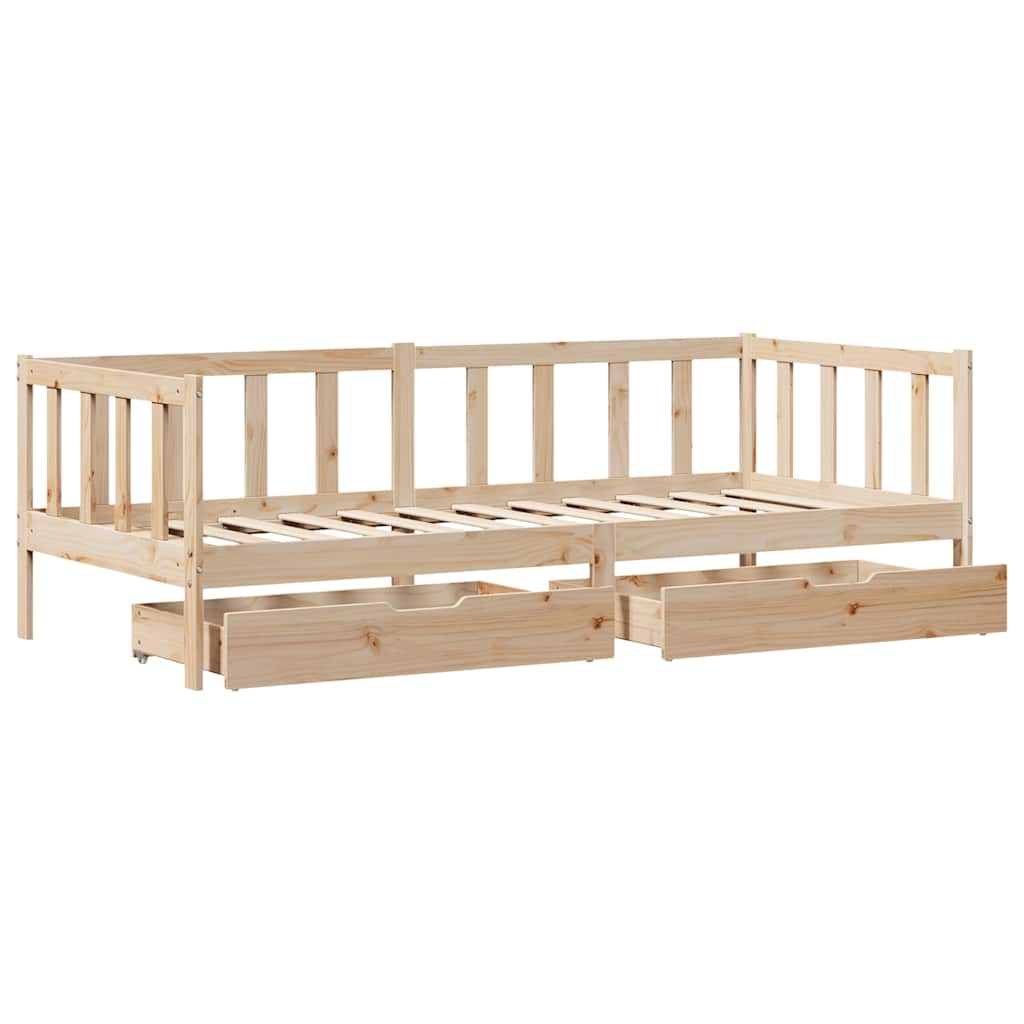 Day bed with drawers without mattress 90x190 cm solid wood