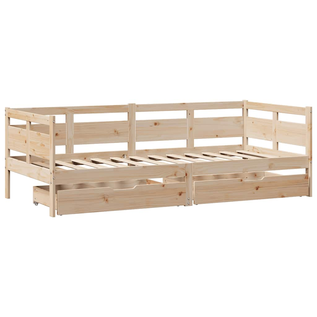 Lit de jour avec tiroirs sans matelas 90x190 cm bois massif