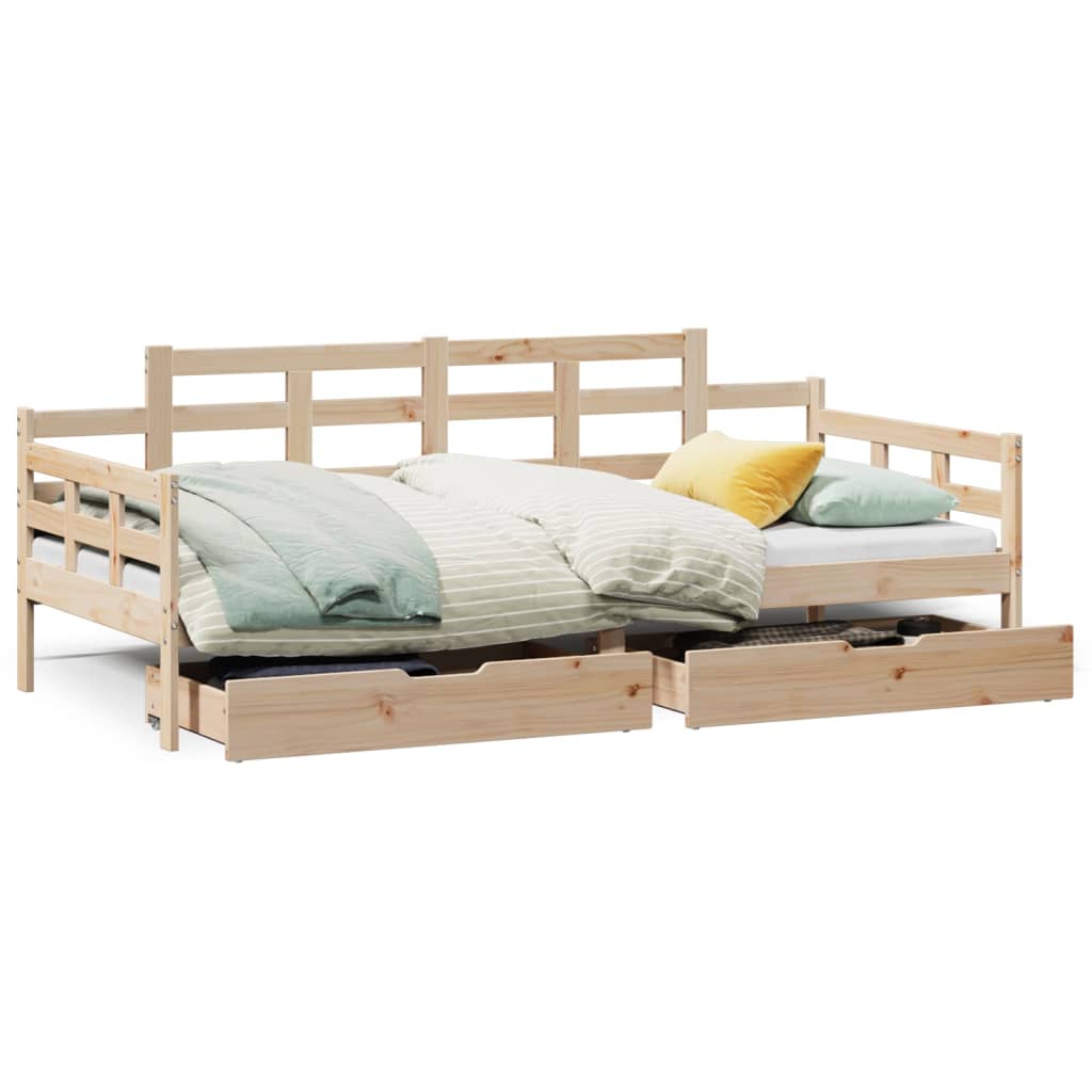 Lit de jour avec tiroirs sans matelas 90x190 cm bois massif