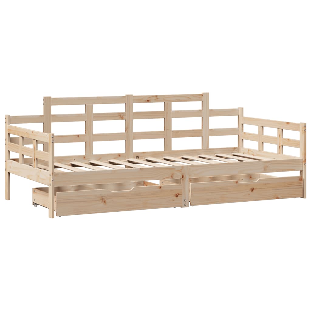 Day bed with drawers without mattress 90x190 cm solid wood