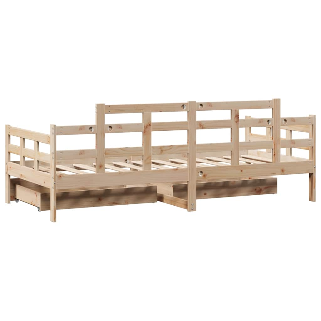 Lit de jour avec tiroirs sans matelas 90x190 cm bois massif