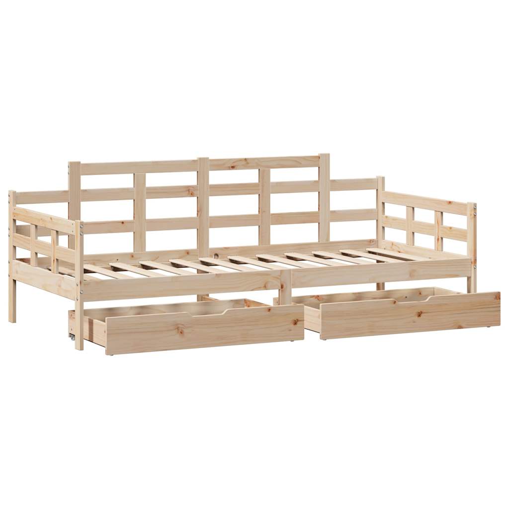 Lit de jour avec tiroirs sans matelas 90x190 cm bois massif