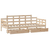 Lit de jour avec tiroirs sans matelas 90x190 cm bois massif