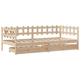 Lit de jour avec tiroirs sans matelas 90x190 cm bois massif